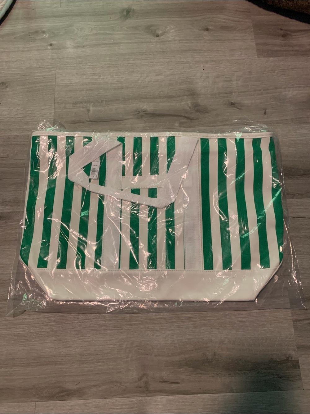 New Old Navy Green & Cream Striped Tote Bag